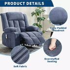 Fauteuil inclinable COZONY avec massage et fonction chauffante, fauteuil à bascule avec poches latérales et porte-gobelet pour salon