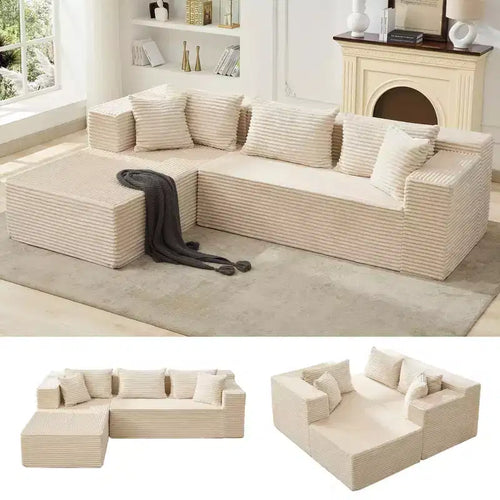 106-Inch l-Shaped Sectional Sofa, with Chaise, Modern Modular Cloud Couch, Sectional Couch, Deep Seat Upholstered Furniture,No Tools Assembly Required