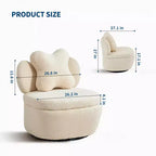 360 Swivel Accent Chair with Storage Compartment  Teddy Velvet Upholstered Armchair with Ergonomic Cushion, Scratch-Resistant Fabric