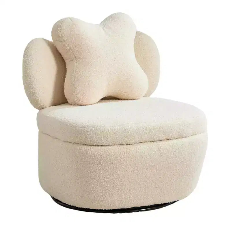 360 Swivel Accent Chair with Storage Compartment  Teddy Velvet Upholstered Armchair with Ergonomic Cushion, Scratch-Resistant Fabric