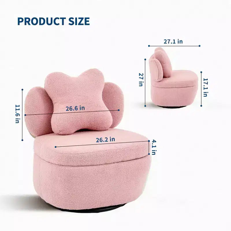 360 Swivel Accent Chair with Storage Compartment  Teddy Velvet Upholstered Armchair with Ergonomic Cushion, Scratch-Resistant Fabric