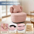 360 Swivel Accent Chair with Storage Compartment  Teddy Velvet Upholstered Armchair with Ergonomic Cushion, Scratch-Resistant Fabric