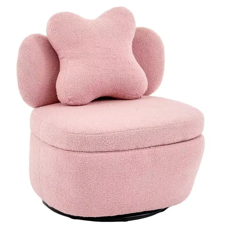 360 Swivel Accent Chair with Storage Compartment  Teddy Velvet Upholstered Armchair with Ergonomic Cushion, Scratch-Resistant Fabric