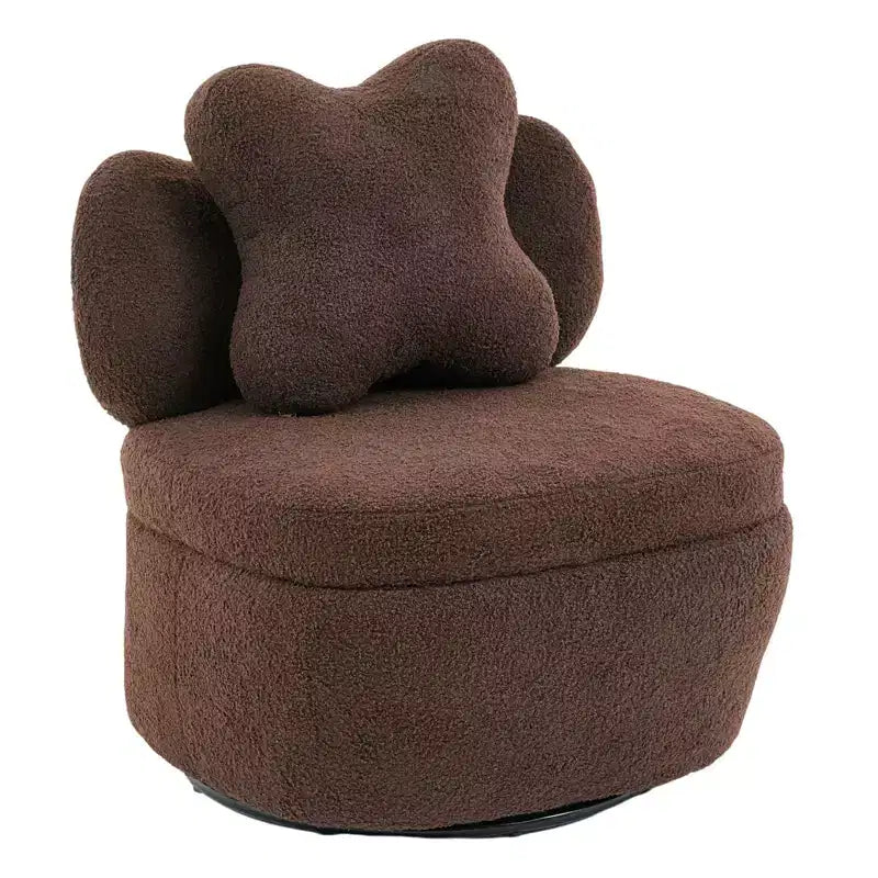 360 Swivel Accent Chair with Storage Compartment  Teddy Velvet Upholstered Armchair with Ergonomic Cushion, Scratch-Resistant Fabric