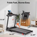 Tapis de course 3.0HP capacité 300lbs, tapis de course pliable inclinable à 6% pour la maison, 0.6-7.5MPH, bande de 16 pouces, absorption des chocs