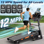 Foldable Treadmill with 20-Level Auto Incline, 12 MPH Speed, APP Control, 400 LBS Capacity, Soft-Drop Design
