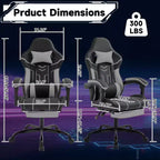 MAYEERTY Gaming Chair, Computer Chair, Ergonomic Chair with Footrest Lumbar Backrest for Living Room Black Gray