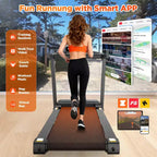 Tapis de course pliable 330lbs avec moteur 3.5CV, 64+7 programmes, tapis de course inclinable pour la maison, 12km/h, contrôle APP et double haut-parleurs, tapis de course portable pour la marche et le jogging