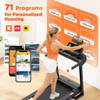 Tapis de course pliable 330lbs avec moteur 3.5CV, 64+7 programmes, tapis de course inclinable pour la maison, 12km/h, contrôle APP et double haut-parleurs, tapis de course portable pour la marche et le jogging