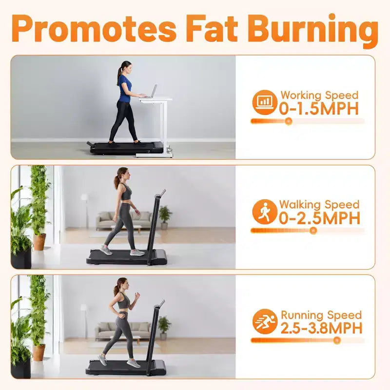 Okak Armless Walking Pad Treadmill with 200LBS Capacity, 3-IN-1 Portable Treadmill, Compact Treadmill for All Age Runner
