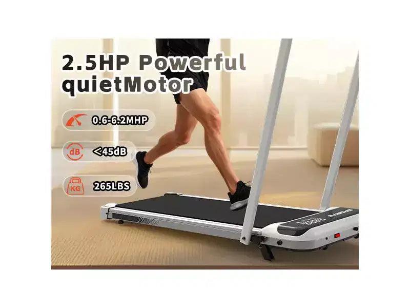 Tapis de course 3-EN-1 Okak sous le bureau avec télécommande et écran LED, tapis de course pliable avec inclinaison, tapis de marche avec barre de maintien