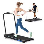 Tapis de course 3-EN-1 Okak sous le bureau avec télécommande et écran LED, tapis de course pliable avec inclinaison, tapis de marche avec barre de maintien