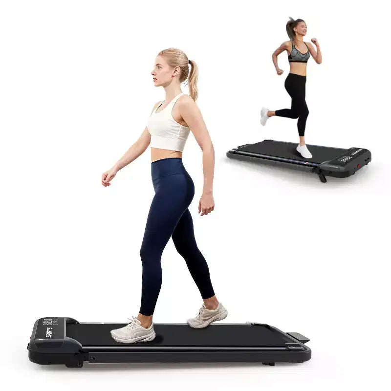 Tapis de course 3-EN-1 Okak sous le bureau avec télécommande et écran LED, tapis de course pliable avec inclinaison, tapis de marche avec barre de maintien