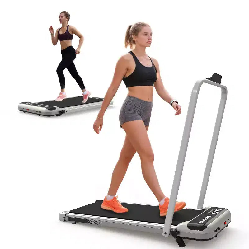 Tapis de course 3-EN-1 Okak sous le bureau avec télécommande et écran LED, tapis de course pliable avec inclinaison, tapis de marche avec barre de maintien