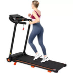 Tapis de course pliable silencieux Okak 2,5 CV avec capteur de fréquence cardiaque, tapis de marche avec 6 amortisseurs, tapis de course compact avec haut-parleur Bluetooth, noir
