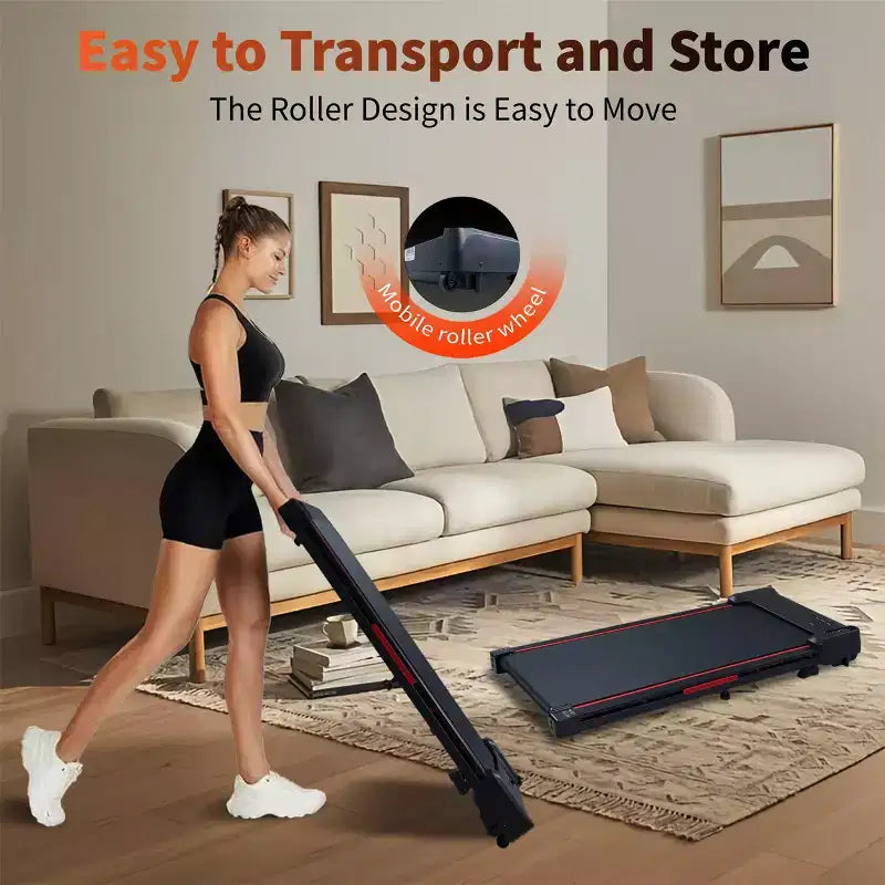 Tapis de course Okak Walking Pad avec 8 niveaux d'inclinaison, tapis de course sous le bureau avec télécommande et écran LED, tapis de course portable pour la maison, noir et gris