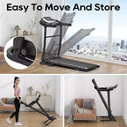 Okak Folding Treadmills with Pulse Sensor, Walking Pad Treadmill with Quiet Brushless Motor, 12 Preset Programs Treadmill with Incline, Black+Silver
