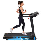 Tapis de course Okak 3.0 HP avec inclinaison et système hydraulique, tapis de course pliable automatiquement avec chargement USB et Type C, tapis de marche avec haut-parleur Bluetooth, noir