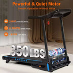 Tapis de course Okak 3.0 HP avec inclinaison et système hydraulique, tapis de course pliable automatiquement avec chargement USB et Type C, tapis de marche avec haut-parleur Bluetooth, noir