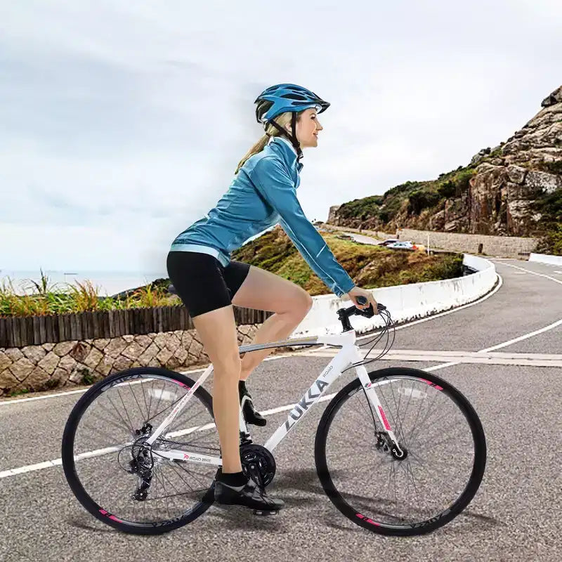 Road Bike with 24 Speeds Drivetrain, 700C Bike with Disc Brakes, Lightweight City Bike Aluminum Alloy Frame,Road Hybrid Bike for Men Women