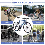 Road Bike with 24 Speeds Drivetrain, 700C Bike with Disc Brakes, Lightweight City Bike Aluminum Alloy Frame,Road Hybrid Bike for Men Women
