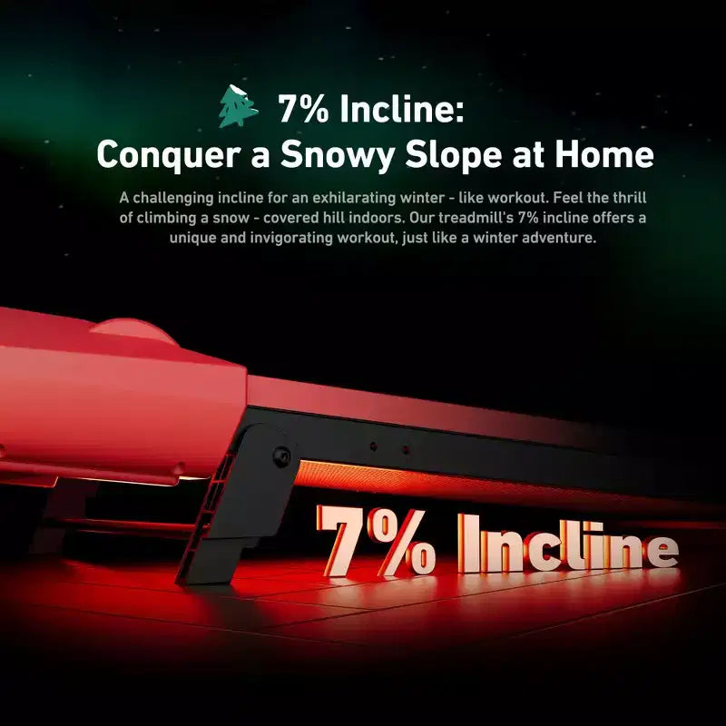 Tapis de course pliable connecté DeerRun Q2 Édition Noël, pour la maison et la course légère, inclinaison de 7 %