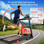 Tapis de course Capacité de 140 kg pour la maison, Tapis de course pliable de 3,1 CV, Tapis de course avec inclinaison de 8 %, 12 km/h, 71 programmes prédéfinis, Absorption des chocs, Contrôle par application