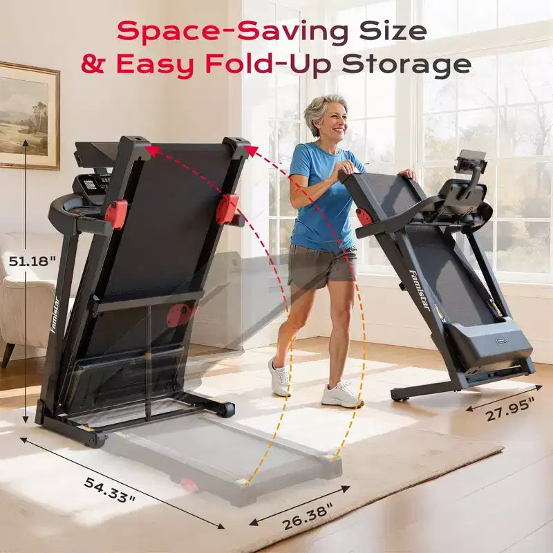 Tapis de course Capacité de 140 kg pour la maison, Tapis de course pliable de 3,1 CV, Tapis de course avec inclinaison de 8 %, 12 km/h, 71 programmes prédéfinis, Absorption des chocs, Contrôle par application