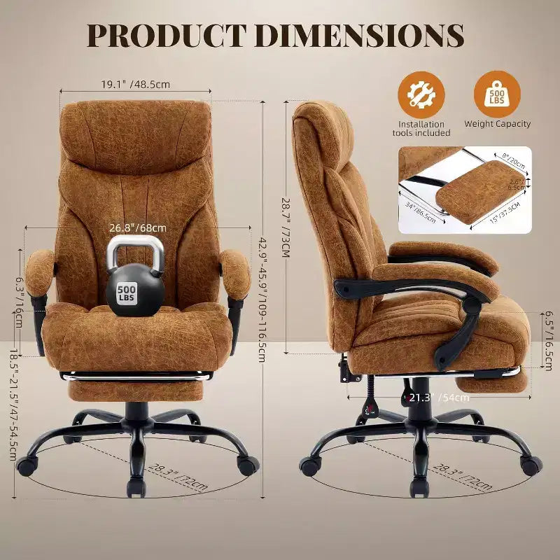 Ergonomic Office Chair,PU Gaming Chair,Adjustable Height 90 to 135 Degree Reclining, Backrest 360 Degree Swivel Wheels,350 Lbs Capacity for Office