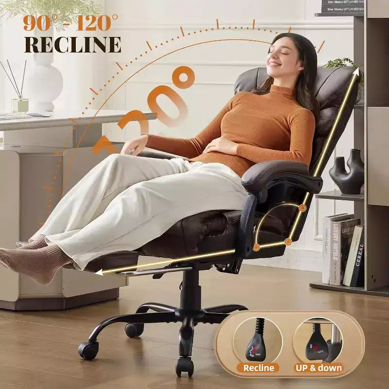 Ergonomic Office Chair,PU Gaming Chair,Adjustable Height 90 to 135 Degree Reclining, Backrest 360 Degree Swivel Wheels,350 Lbs Capacity for Office