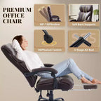Ergonomic Office Chair,PU Gaming Chair,Adjustable Height 90 to 135 Degree Reclining, Backrest 360 Degree Swivel Wheels,350 Lbs Capacity for Office