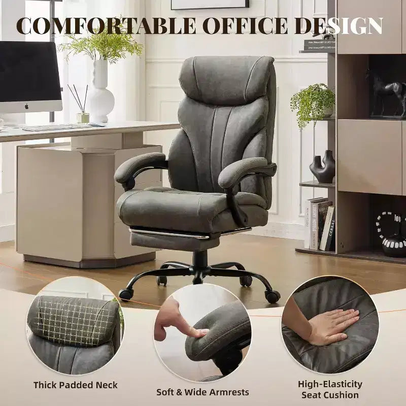 Ergonomic Office Chair,PU Gaming Chair,Adjustable Height 90 to 135 Degree Reclining, Backrest 360 Degree Swivel Wheels,350 Lbs Capacity for Office