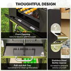 Black Outdoor Portable Charcoal BBQ Grill, Compact Cooker with Ventilation Control, Durable Steel Construction for Camping, Patio & Backyard