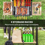 Black Outdoor Portable Charcoal BBQ Grill, Compact Cooker with Ventilation Control, Durable Steel Construction for Camping, Patio & Backyard