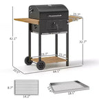 Black Outdoor Portable Charcoal BBQ Grill, Compact Cooker with Ventilation Control, Durable Steel Construction for Camping, Patio & Backyard