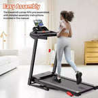 Tapis roulant 3,5 CV pour la maison, tapis de course pliable capacité 136 kg avec plus de 64+7 entraînements, application avec cours gratuits, deux haut-parleurs HiFi, tapis de course pour la marche et la course