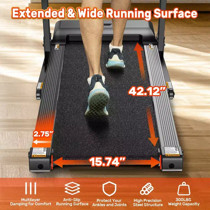 Tapis roulant 3,5 CV pour la maison, tapis de course pliable capacité 136 kg avec plus de 64+7 entraînements, application avec cours gratuits, deux haut-parleurs HiFi, tapis de course pour la marche et la course