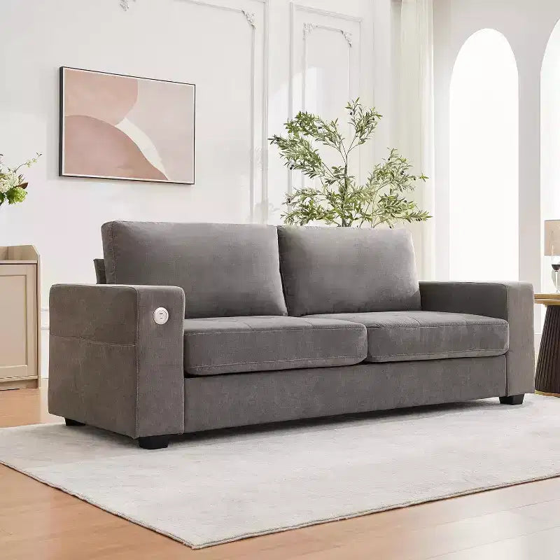 90 canapés modernes pour salon, causeuse en tissu chenille, housse de coussin amovible, poche latérale, cadre en bois robuste