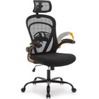 Ergonomic Office Chair, Computer Desk Chair Comfy with Flip-Up Armrests,Comfortable Lumbar Support Gaming Chairs for Bedroom,Study,Student,Wide Seat