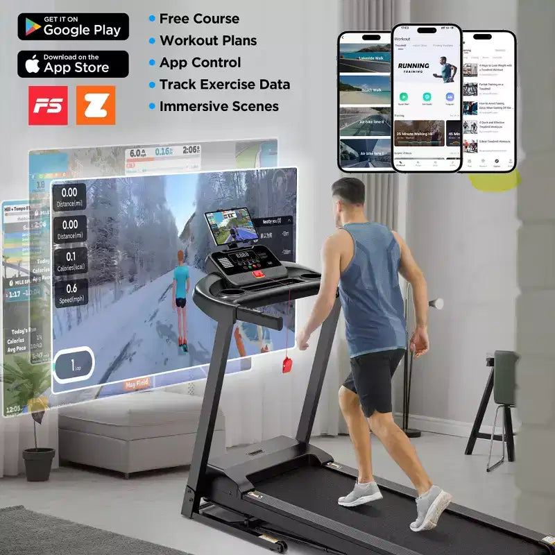 3HP Foldable Treadmill with Incline on sale, Easy Assembly, 5 LCD Display, 64 Preset Programs,Bluetooth, Compact Design for Home