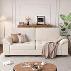 90 Velvet 3-Seater Sofa  Oversized Beige Loveseat with Button Tufting, Plush Armrests & Spacious Seating for Living Room