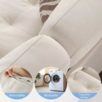 90 Velvet 3-Seater Sofa  Oversized Beige Loveseat with Button Tufting, Plush Armrests & Spacious Seating for Living Room