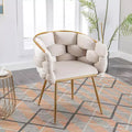 Velvet Accent Chair - Modern Upholstered Leisure Chair for Bedroom, Vanity, and Living Room (Beige Velvet)