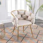 Velvet Accent Chair - Modern Upholstered Leisure Chair for Bedroom, Vanity, and Living Room (Beige Velvet)