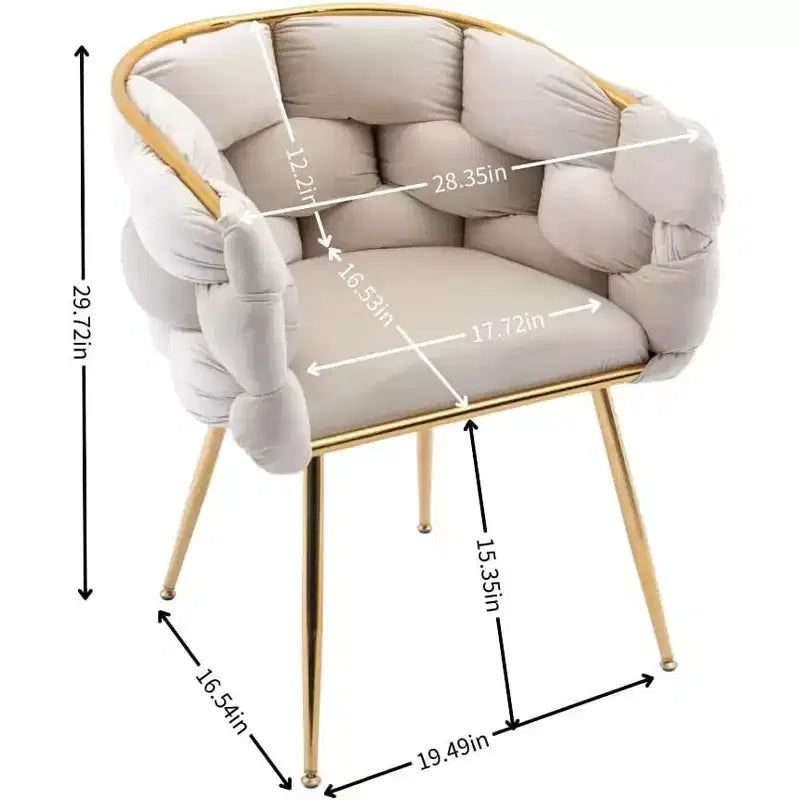 Fauteuil d'appoint en velours - Chaise de loisirs moderne rembourrée pour chambre à coucher, coiffeuse et salon (velours beige)