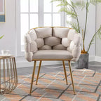 Fauteuil d'appoint en velours - Chaise de loisirs moderne rembourrée pour chambre à coucher, coiffeuse et salon (velours beige)