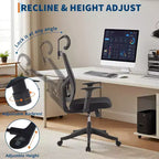 Fauteuil de bureau ergonomique, Chaise de bureau réglable en maille avec support lombaire, Chaise de direction pivotante sur roulettes pour la maison, le bureau et les jeux