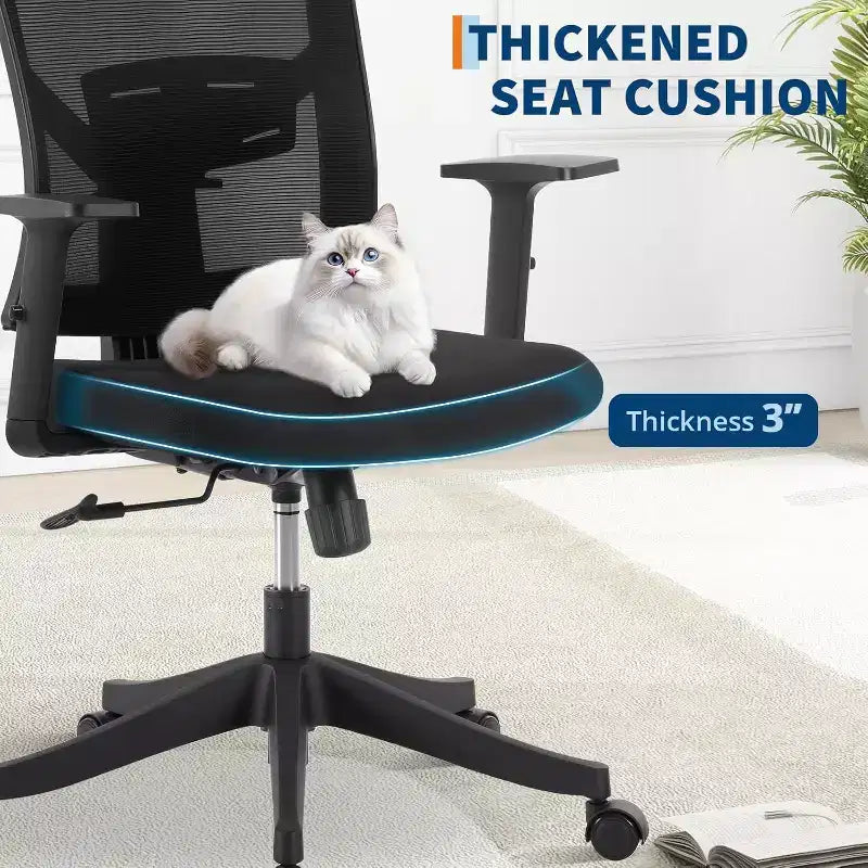Fauteuil de bureau ergonomique, Chaise de bureau réglable en maille avec support lombaire, Chaise de direction pivotante sur roulettes pour la maison, le bureau et les jeux