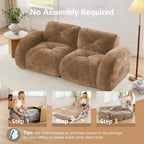 Clihome 2-Seater Tufted Sofa Couches with boneless Sofa,Soft Velvet Fabric,Bottom Anti-Slip Design,32D High Density Sponge,Ergonomic Design Bottom