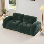 Clihome 2-Seater Tufted Sofa Couches with boneless Sofa,Soft Velvet Fabric,Bottom Anti-Slip Design,32D High Density Sponge,Ergonomic Design Bottom